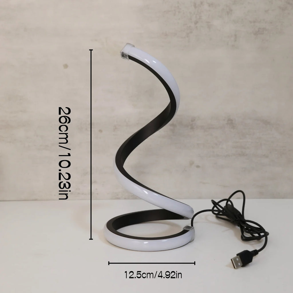 LED spiral desk lamp modern three color dimming USB power button switch bedroom bedside study home decoration desk lamp