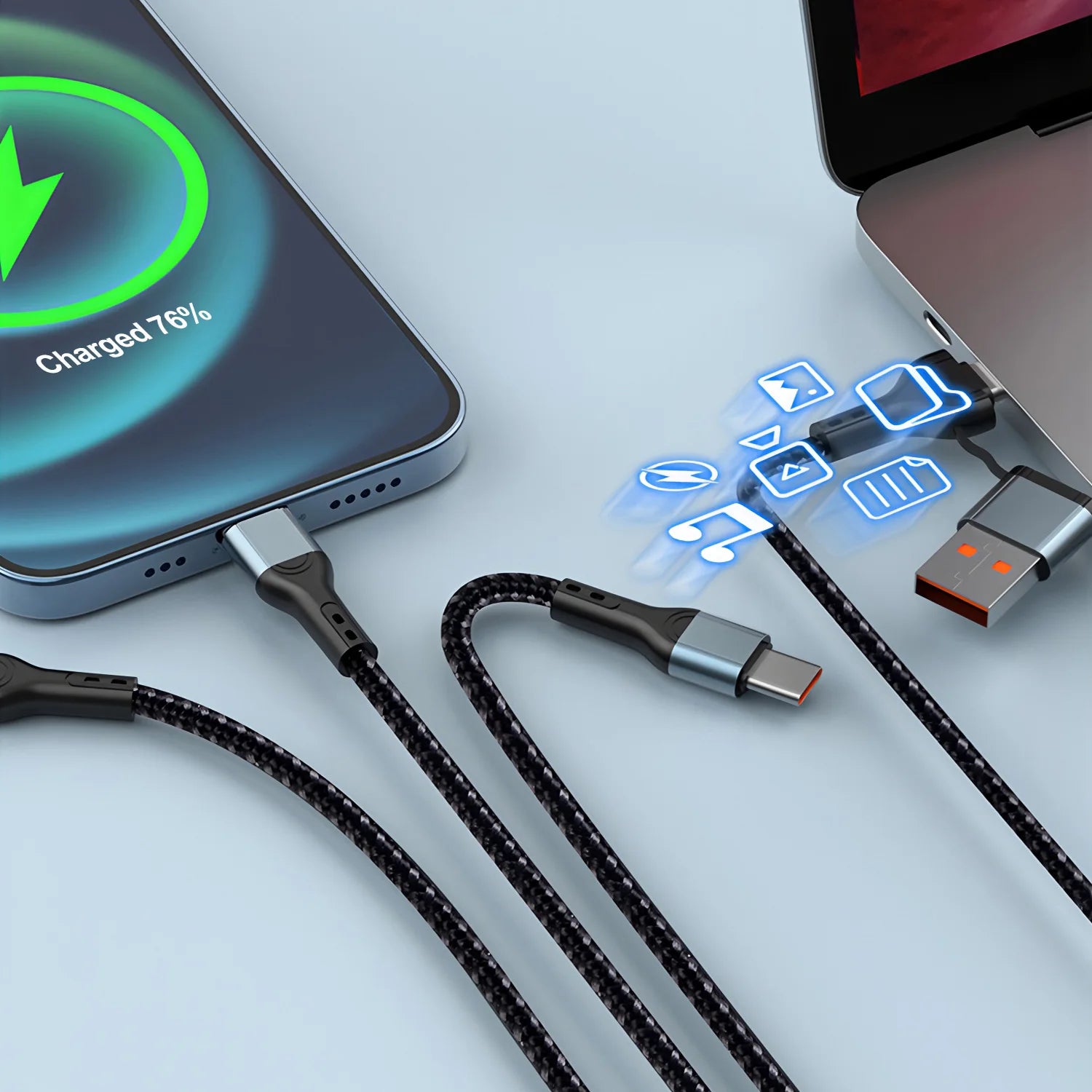 3 In 1 Fast Charging Cord For iPhone Huawei Micro USB Type C Charger Cable 1.2m Multi Usb Port Multiple Usb Charging Cord Line