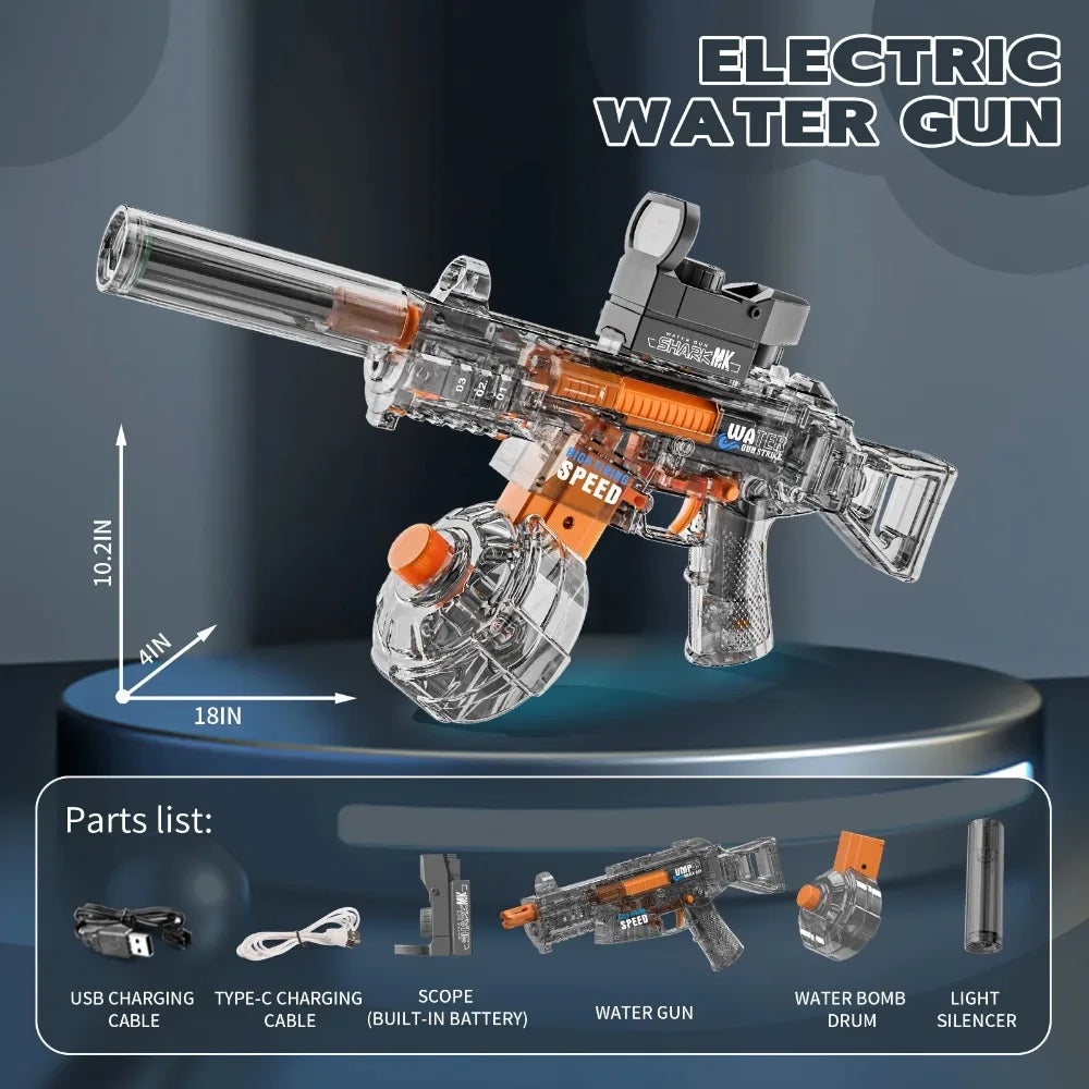 UMP45 Electric Water Gun Full Automatic Submachine with Light Large-Capacity Outdoor Beach Swimming Pool Shooting Game Kid Toy