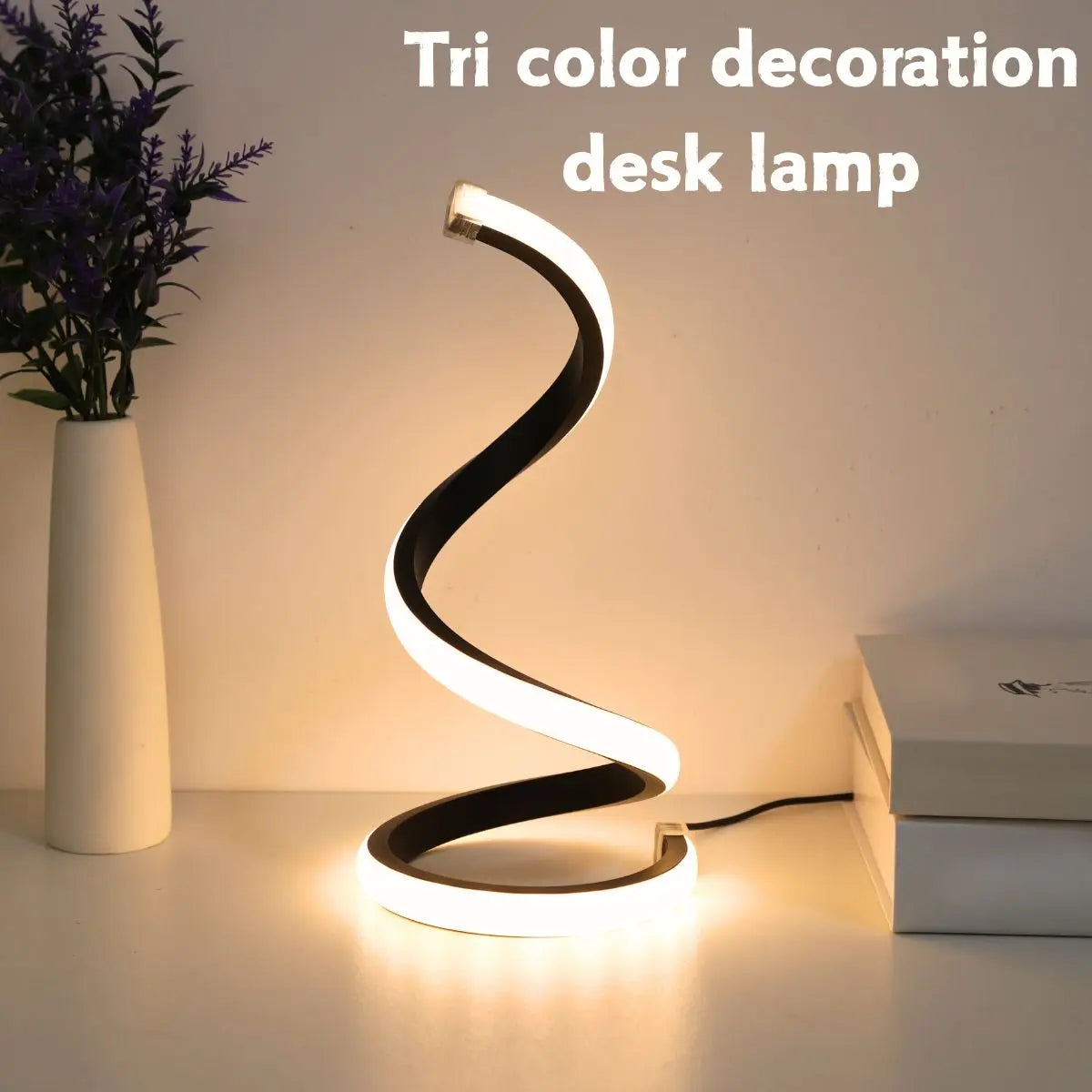 LED spiral desk lamp modern three color dimming USB power button switch bedroom bedside study home decoration desk lamp