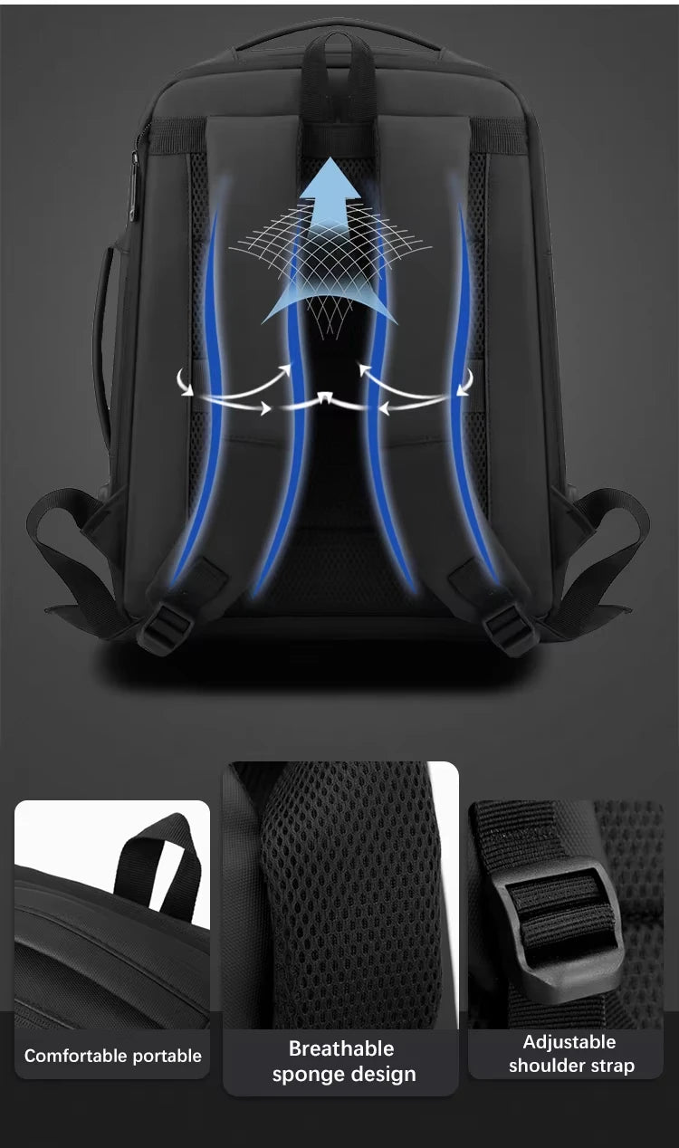 17 Inch Business Laptop Backpack Waterproof Notebook For Men School Book Bag Expandable Multifunction USB Charging Man Backpacks