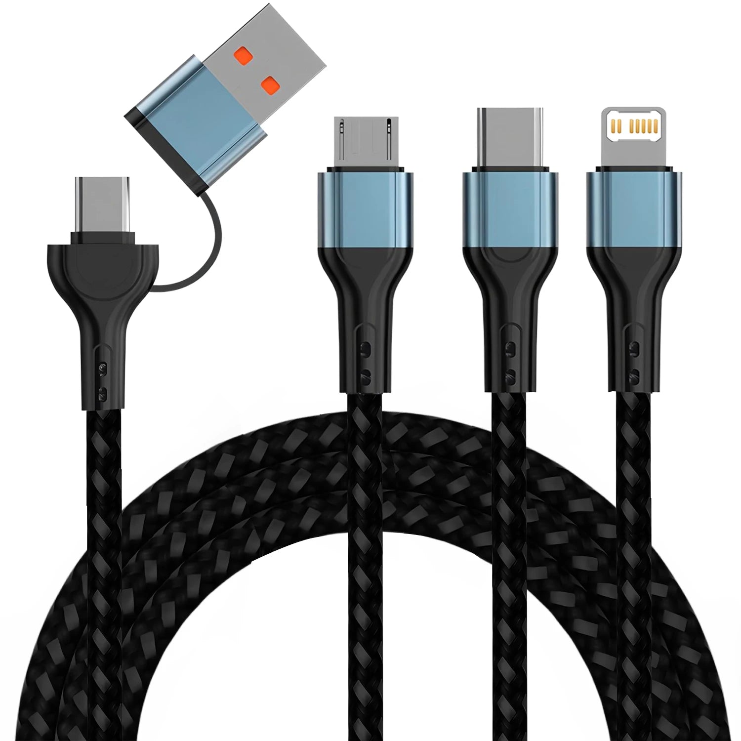 3 In 1 Fast Charging Cord For iPhone Huawei Micro USB Type C Charger Cable 1.2m Multi Usb Port Multiple Usb Charging Cord Line