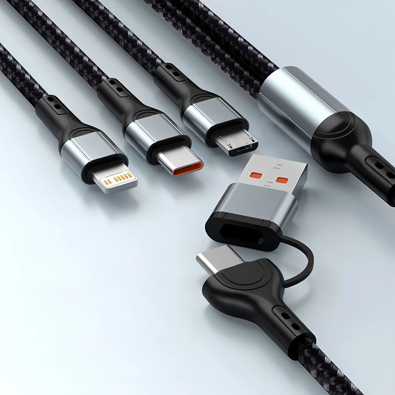 3 In 1 Fast Charging Cord For iPhone Huawei Micro USB Type C Charger Cable 1.2m Multi Usb Port Multiple Usb Charging Cord Line