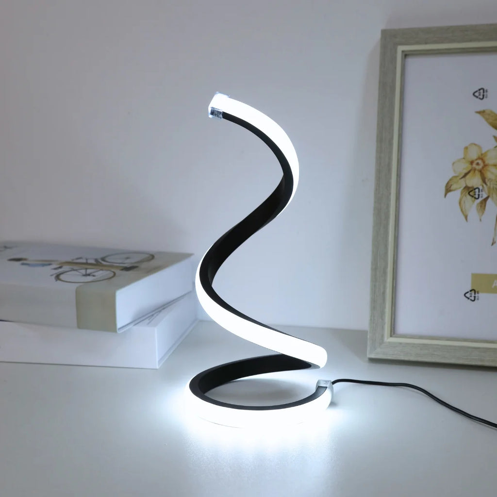 LED spiral desk lamp modern three color dimming USB power button switch bedroom bedside study home decoration desk lamp