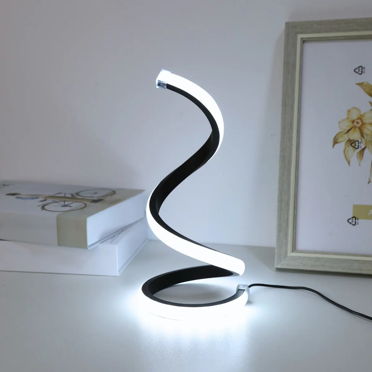 LED spiral desk lamp modern three color dimming USB power button switch bedroom bedside study home decoration desk lamp