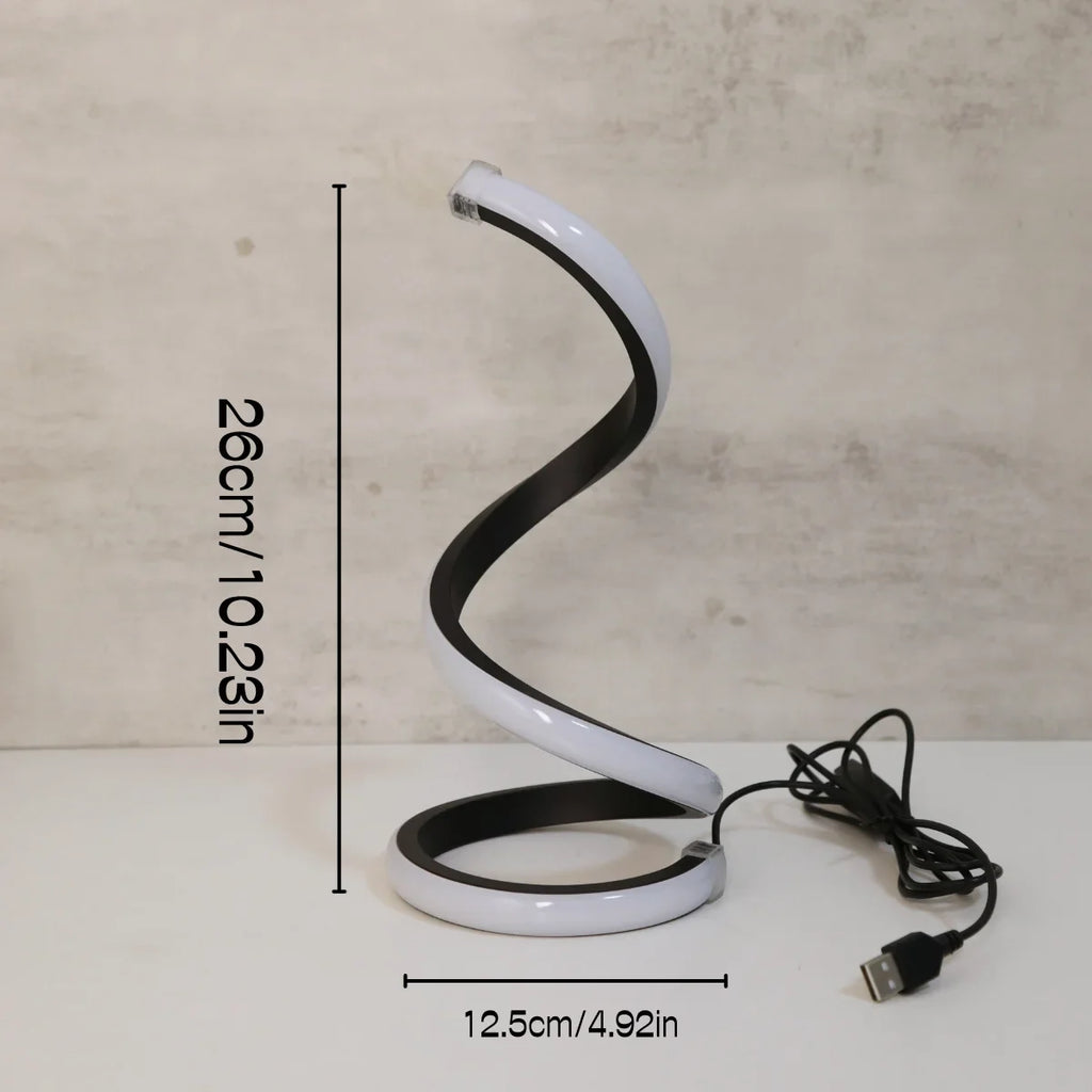 LED spiral desk lamp modern three color dimming USB power button switch bedroom bedside study home decoration desk lamp