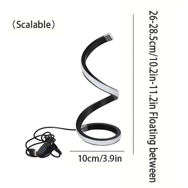 LED spiral desk lamp modern three color dimming USB power button switch bedroom bedside study home decoration desk lamp